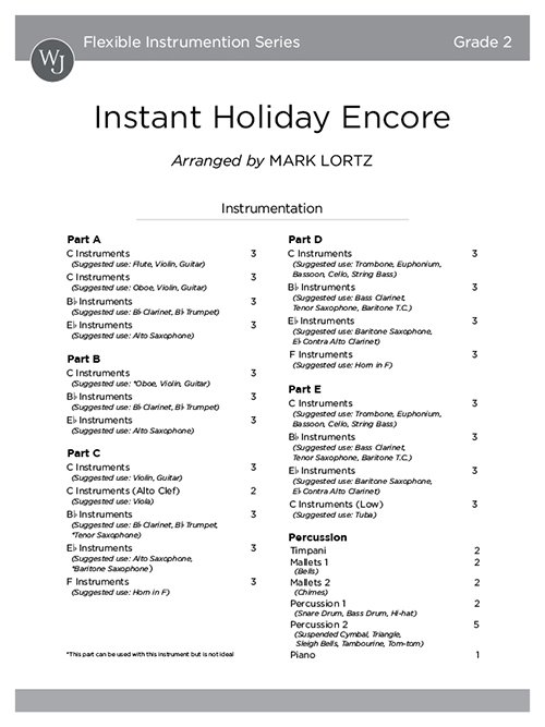 Instant Holiday Encore - Full Score